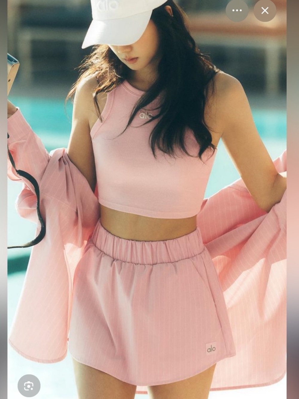Alo Pinstripe Skirt Pink Quartz